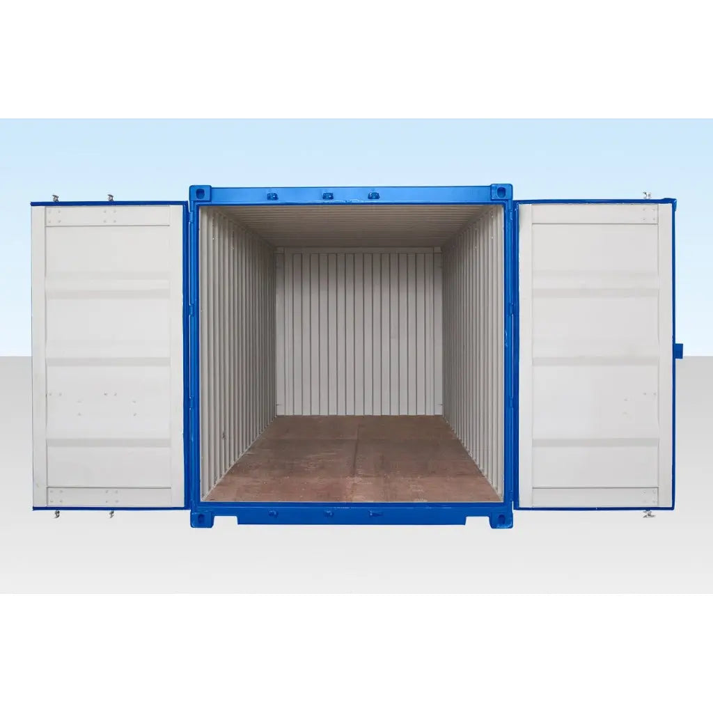 Contenedor Autoservicio DE 20 PIES CON PISO DE BAMBÚ – AZUL (RAL 5010)